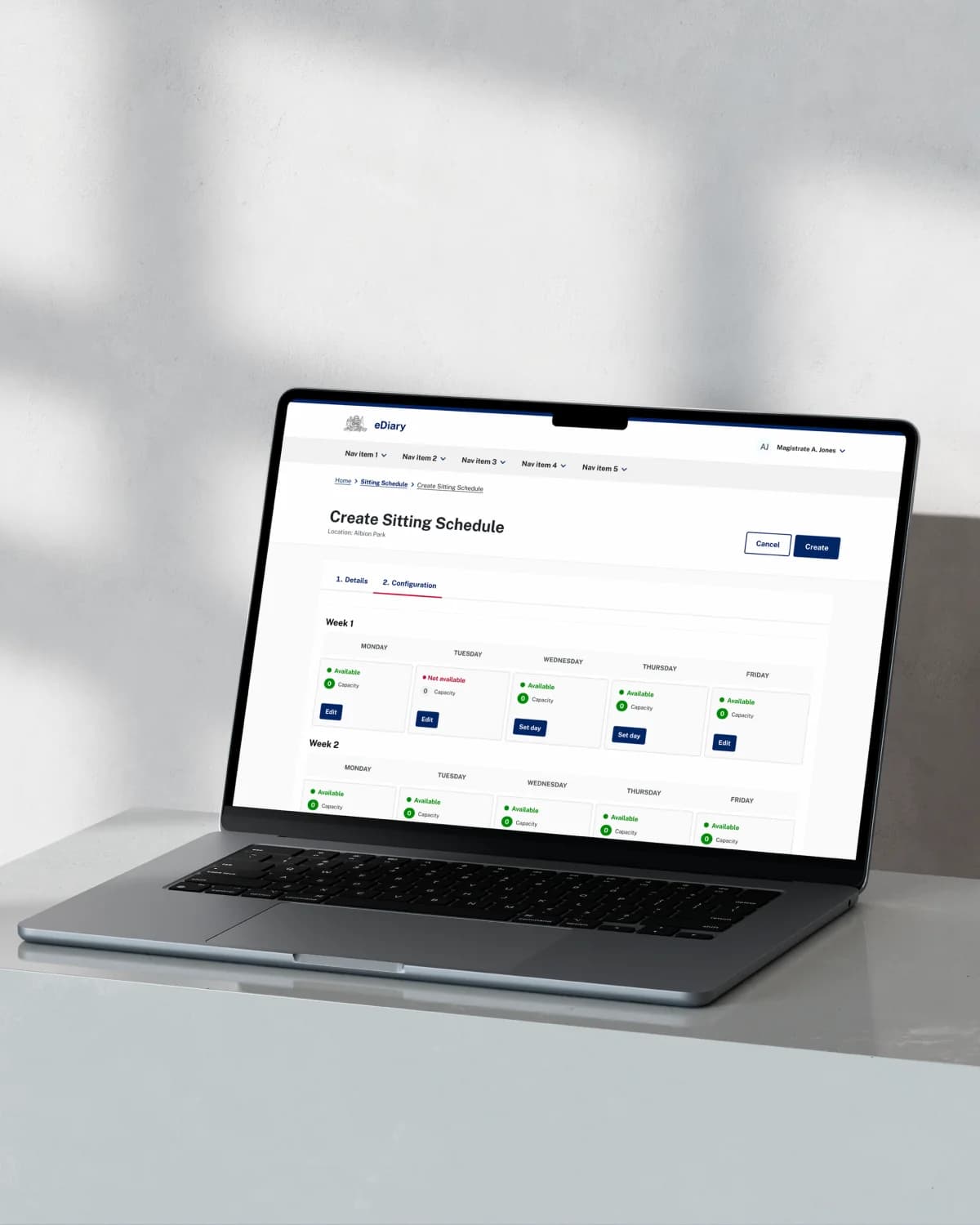 eDiary product interface